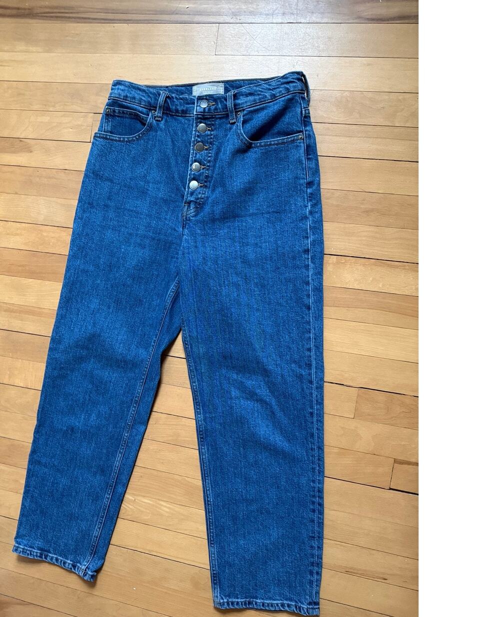 Everlane The '90s Wide Leg Cheeky Straight Jean Blue Button Fly High Rise